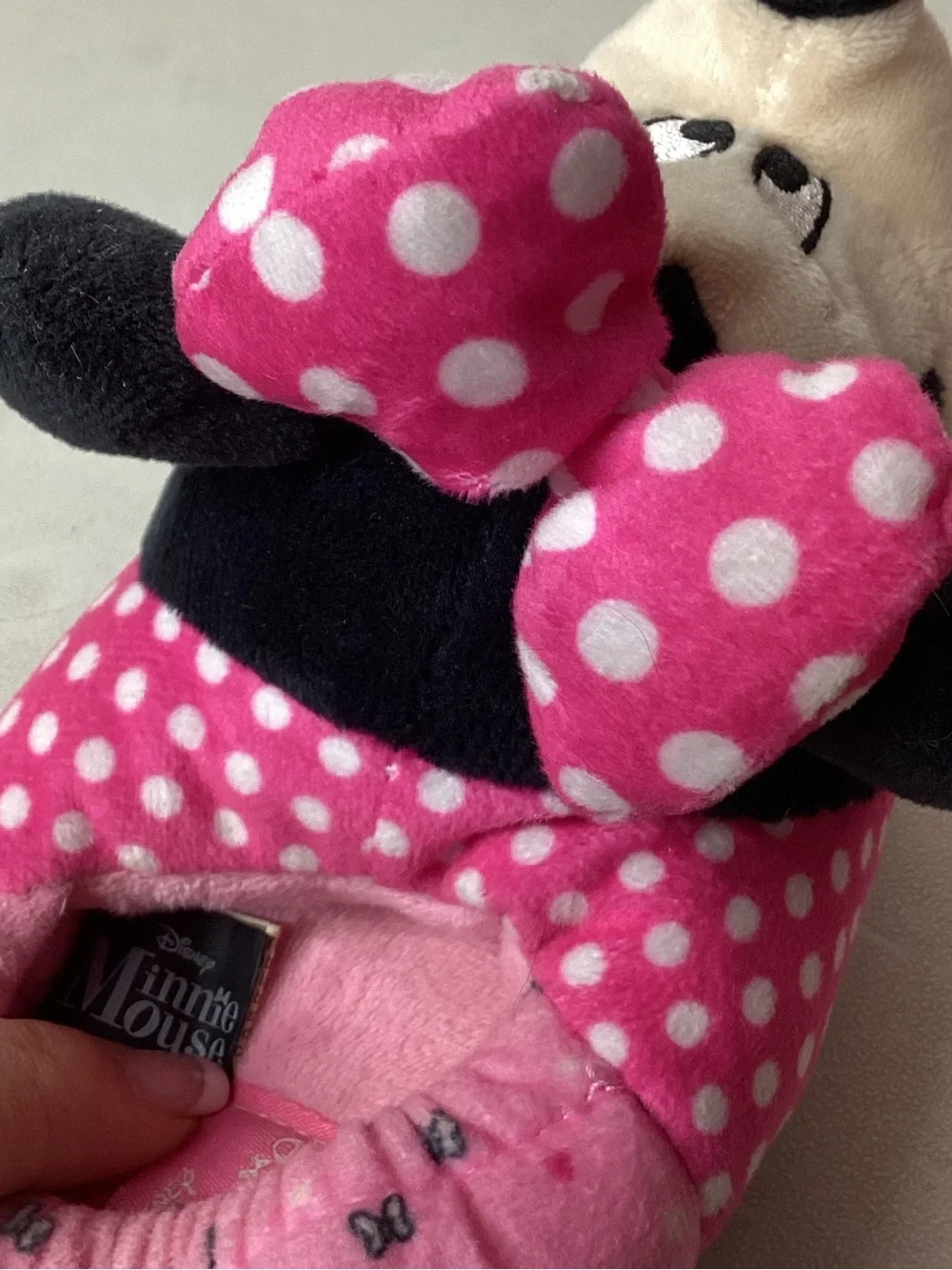 Disney Minnie Mouse Pink & White Polka Dot Plush Slippers